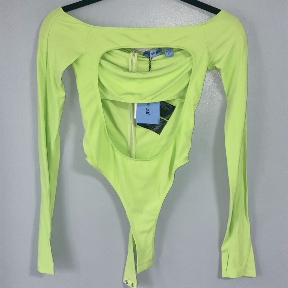 ✯ Mugler x H&M Cut Out Bodysuit in Neon Green ✯